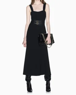 Abito Armani Exchange nero con cintura in similpelle e dettaglio elegante