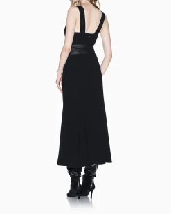 Abito Armani Exchange nero con cintura in similpelle e dettaglio elegante