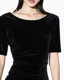 Abito Armani Exchange nero in tessuto elasticizzato effetto velluto