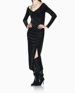 Abito Armani Exchange nero in tessuto elasticizzato con dettagli glitterati
