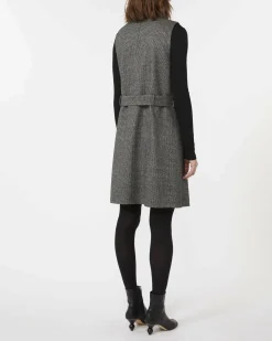 Abito corto in jersey di mista viscosa Weekend Max Mara a microfantasia grigia e nera senza maniche