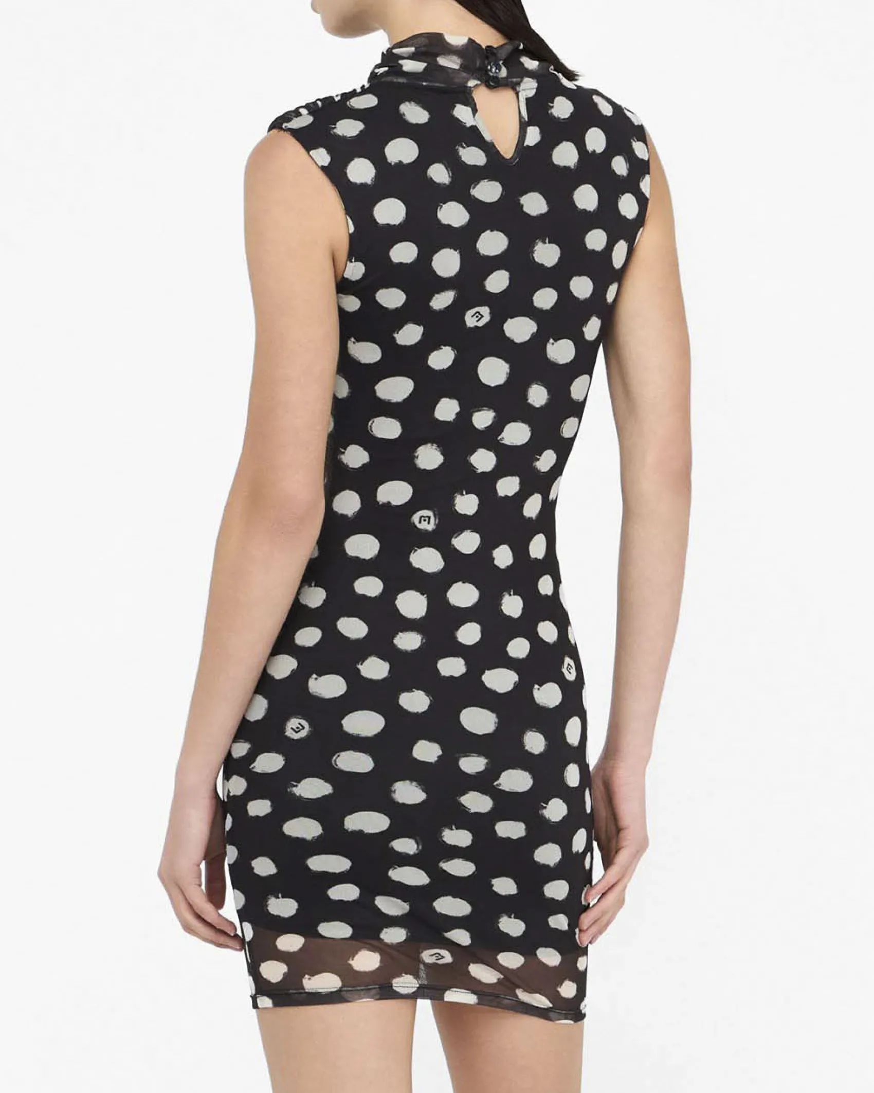 Abito corto Liu Jo Jeans nero in jersey stretch a pois
