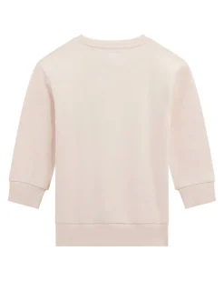 Abito Guess a maxi felpa rosa in puro cotone con scritta logo in pailettes