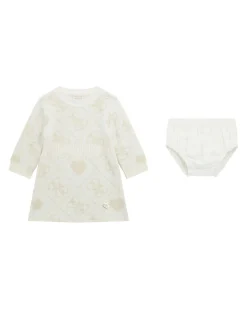 Abito Guess in maglia bianco e oro con culotte