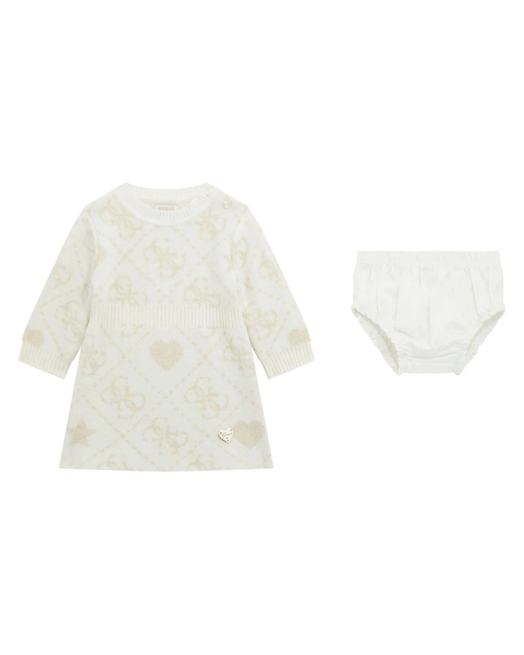 Abito Guess in maglia bianco e oro con culotte