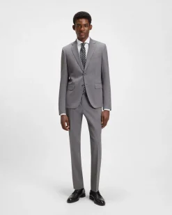 Abito Huge Boss grigio in misto lana stretch con micro motivo