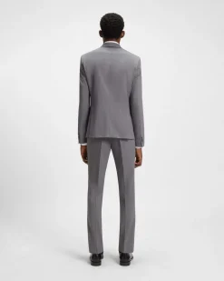 Abito Huge Boss grigio in misto lana stretch con micro motivo