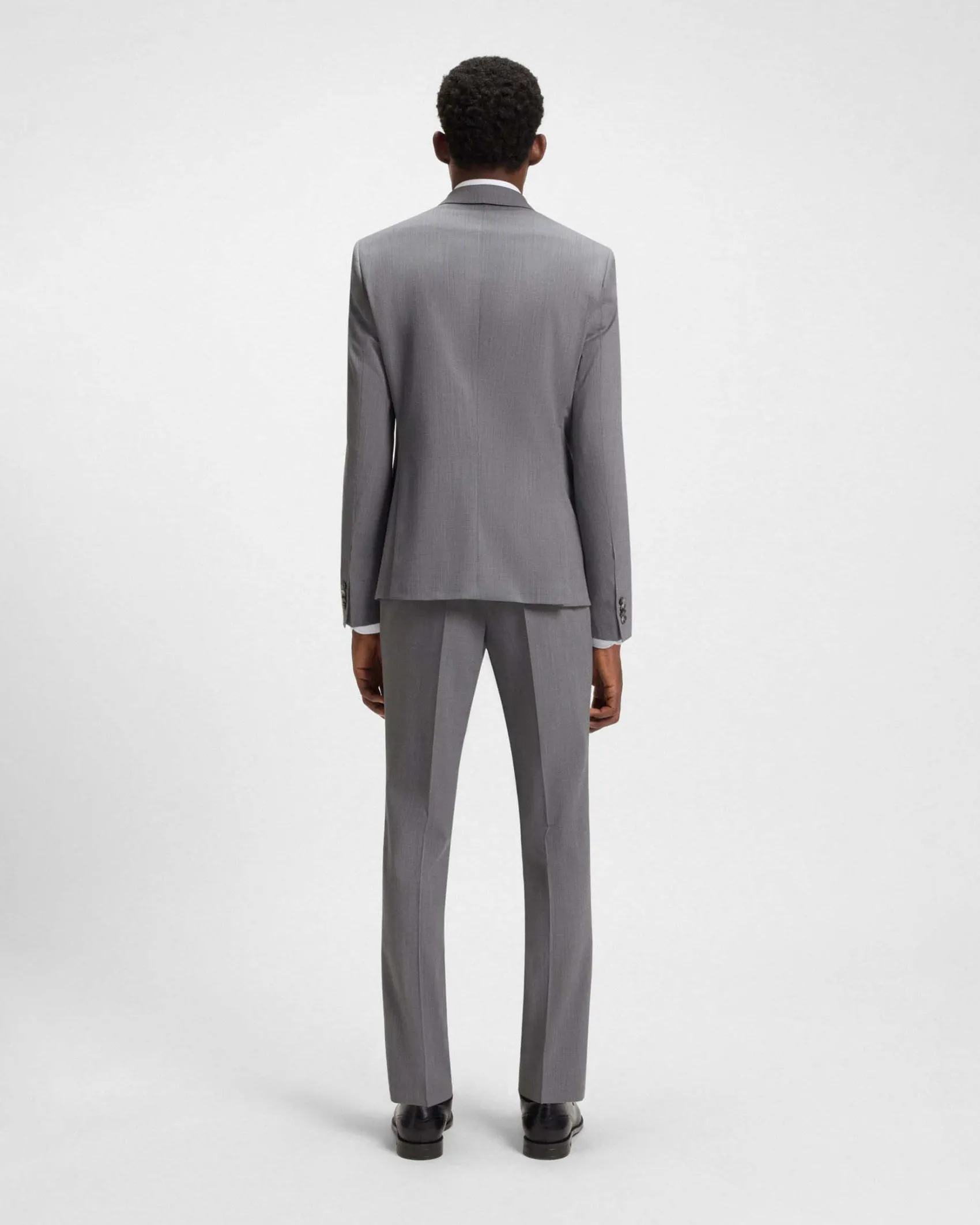 Abito Huge Boss grigio in misto lana stretch con micro motivo