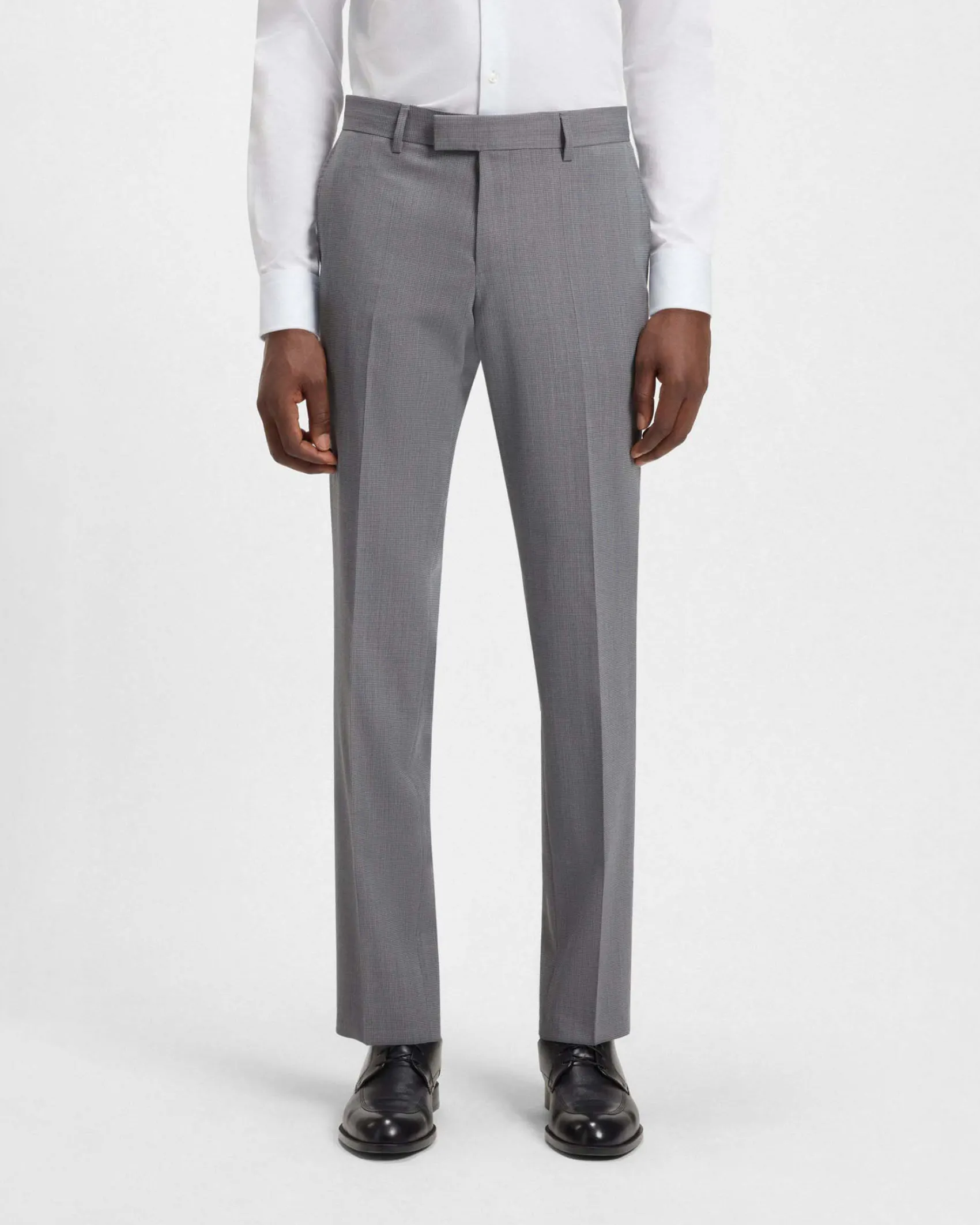Abito Huge Boss grigio in misto lana stretch con micro motivo