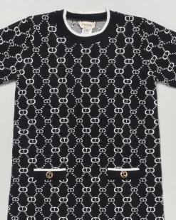 Abito in maglia Twinset bianco e nero con manicotti