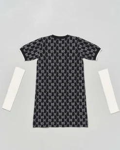 Abito in maglia Twinset bianco e nero con manicotti