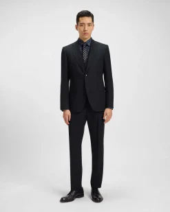 Abito Jeckson Boss blu con gilet in lana stretch con micro motivo soffuso