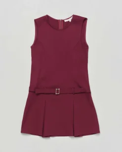Abito Kocca bordeaux smanicato con cintura in viscosa stretch