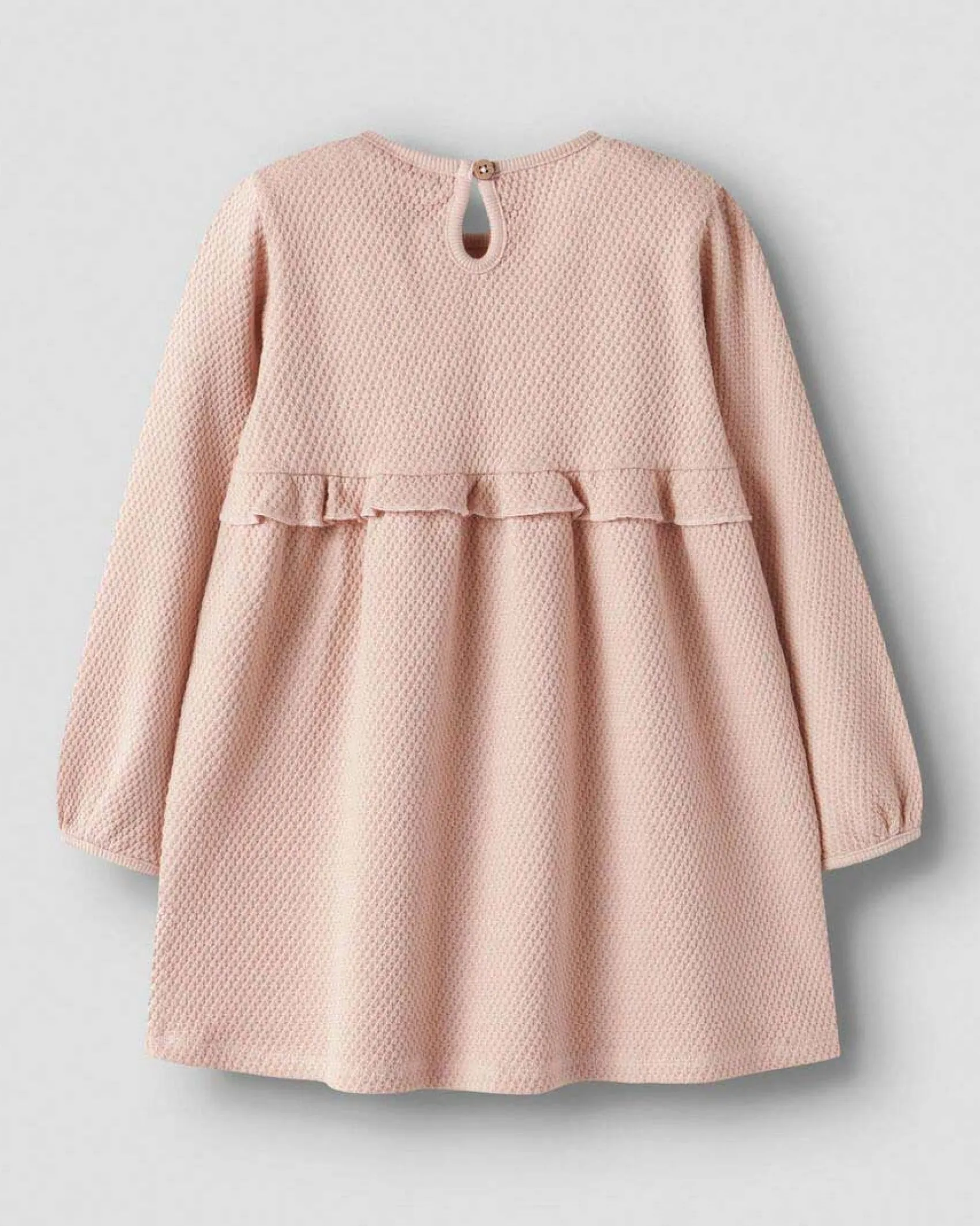 Abito Lil'Atelier rosa fit and flare in tessuto waffle e rouches