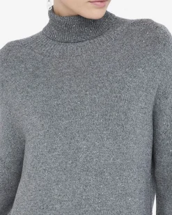 Abito Liu Jo Jeans grigio in maglia con micro paillettes in rilievo