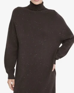 Abito Liu Jo Jeans marrone in maglia con cintura e dettagli lurex