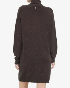 Abito Liu Jo Jeans marrone in maglia con cintura e dettagli lurex