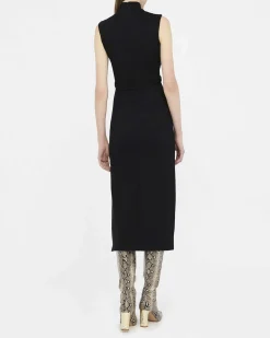 Abito midi Liu Jo Jeans nero in viscosa con cut-out e cintura