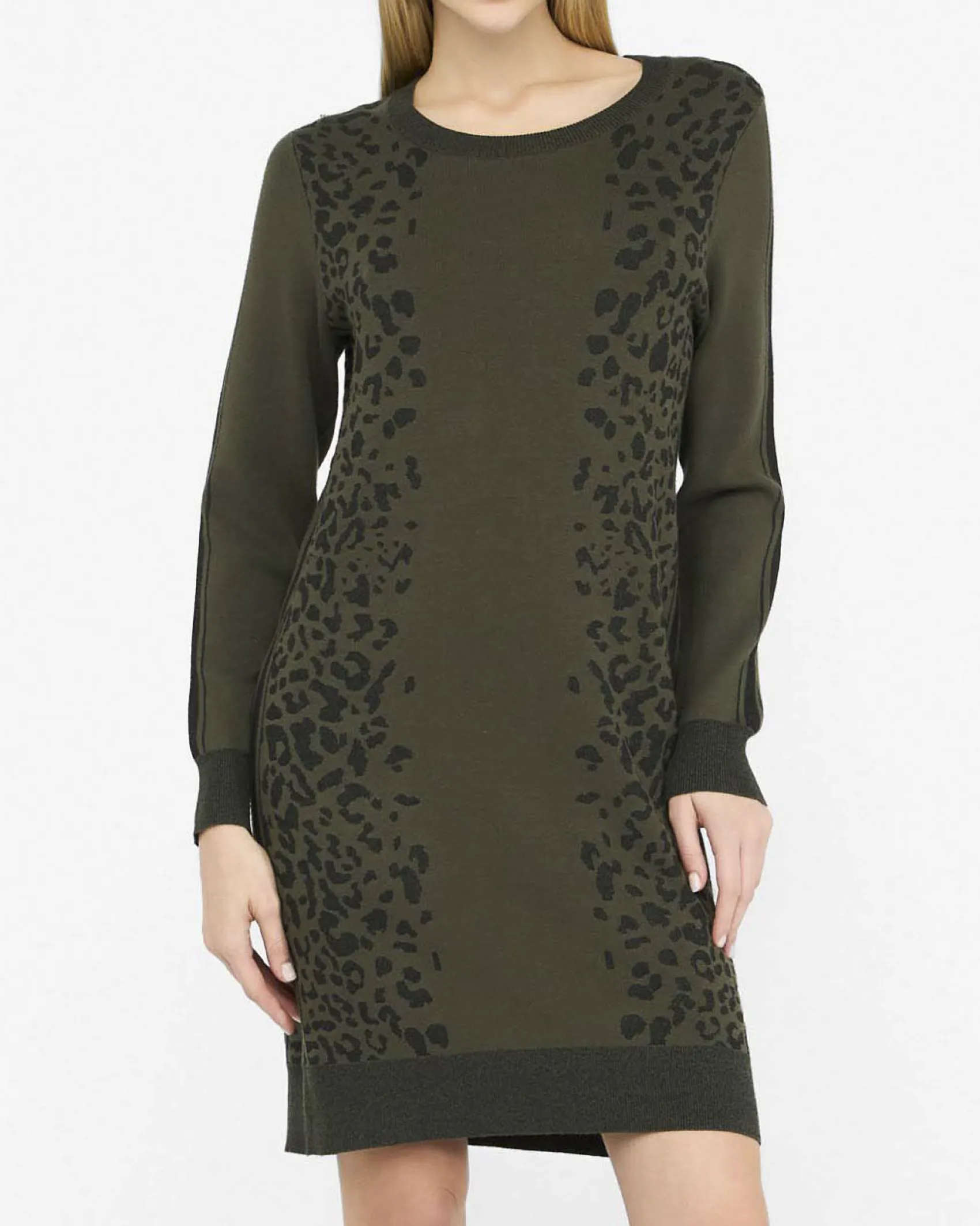 Abito midi Liu Jo Sport militare in maglia con motivo animalier