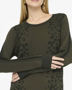 Abito midi Liu Jo Sport militare in maglia con motivo animalier