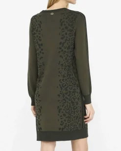 Abito midi Liu Jo Sport militare in maglia con motivo animalier