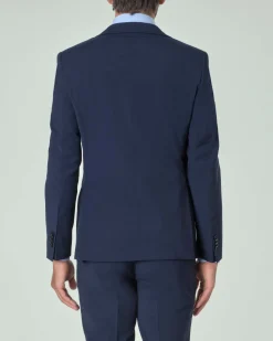 Abito Paul Baker blu in tela di lana stretch con rever a lancia