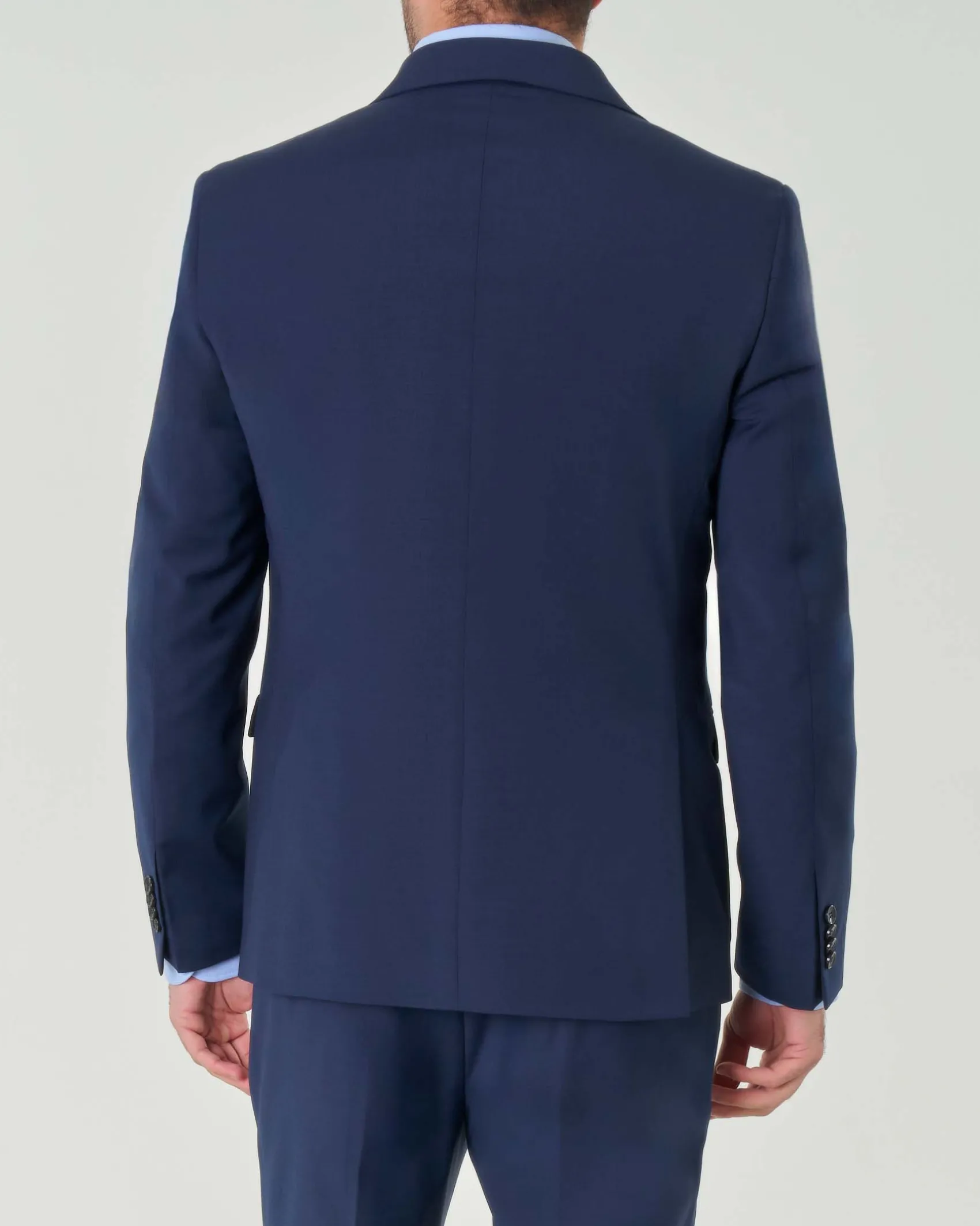 Abito Paul Baker monopetto blu slim-fit in tela di misto lana stretch con rever a lancia