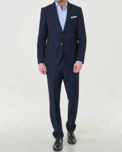 Abito Paul Baker monopetto blu slim-fit in tessuto armaturato a rombetti di misto viscosa stretch