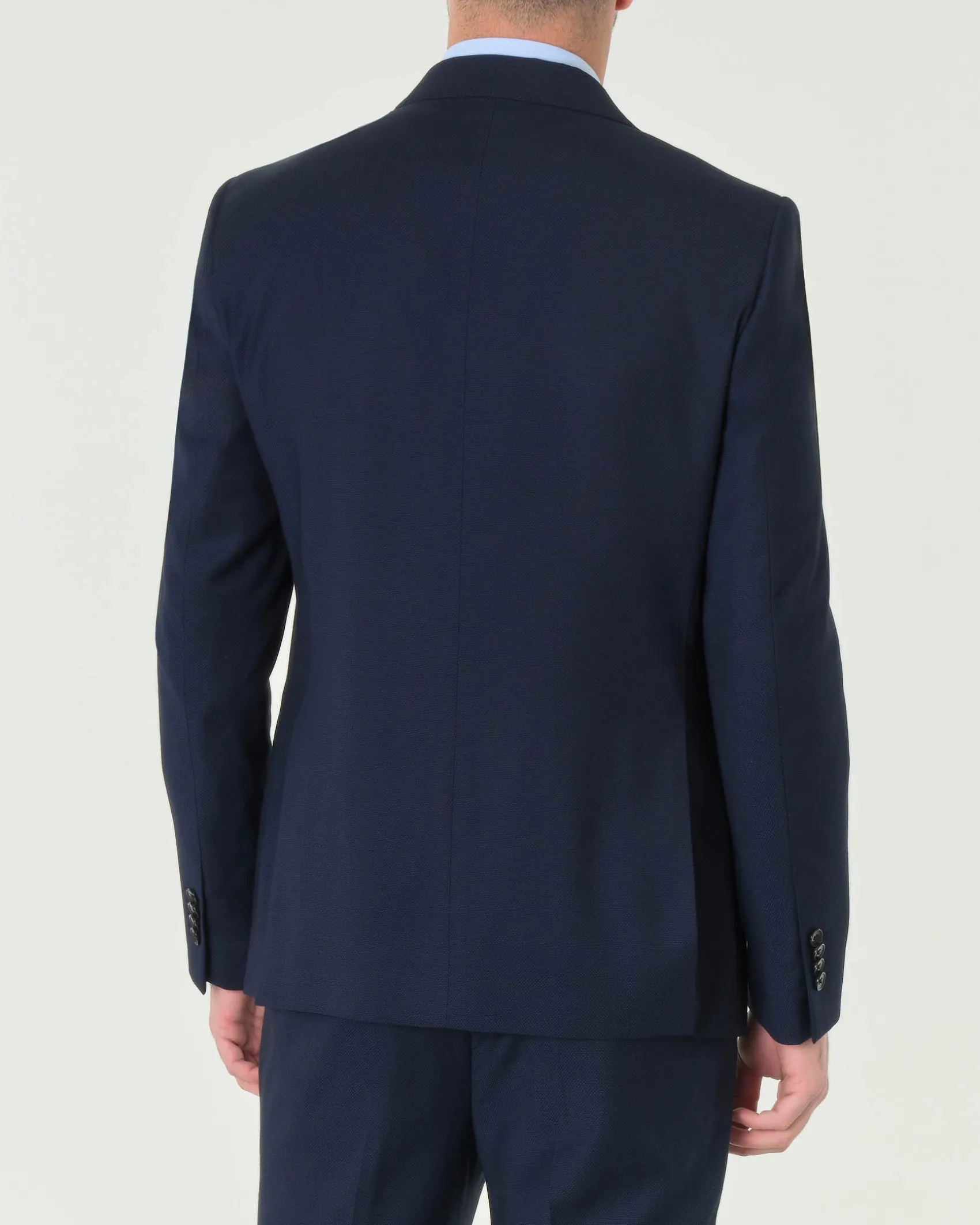 Abito Paul Baker monopetto blu slim-fit in tessuto armaturato a rombetti di misto viscosa stretch