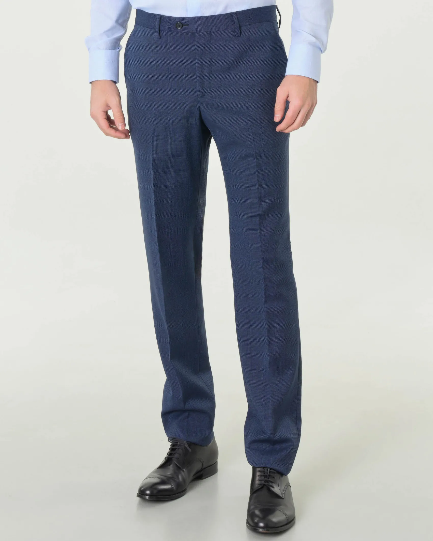 Abito Paul Baker monopetto blu indaco slim-fit in tessuto punto spillo di misto lana stretch