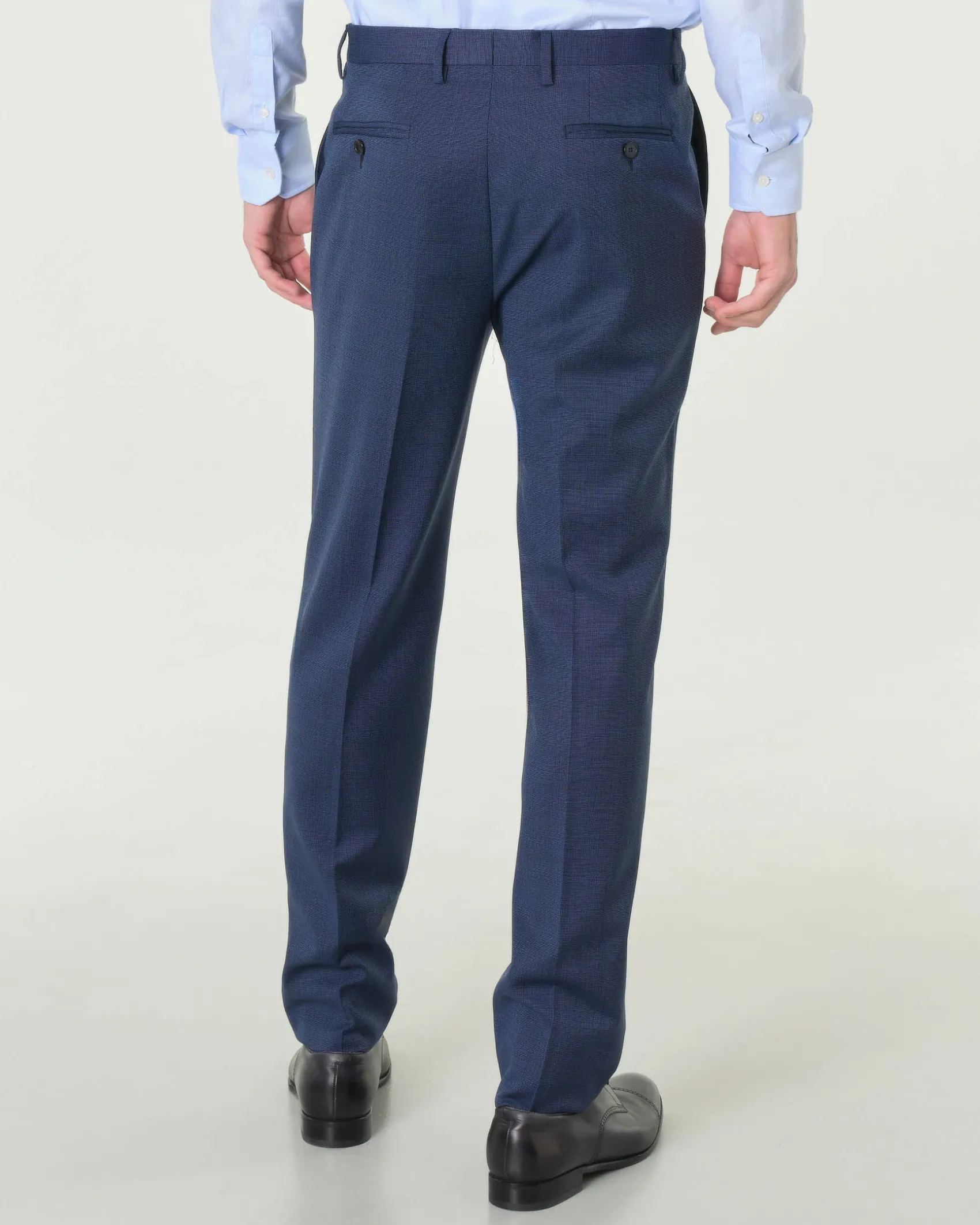 Abito Paul Baker monopetto blu indaco slim-fit in tessuto punto spillo di misto lana stretch