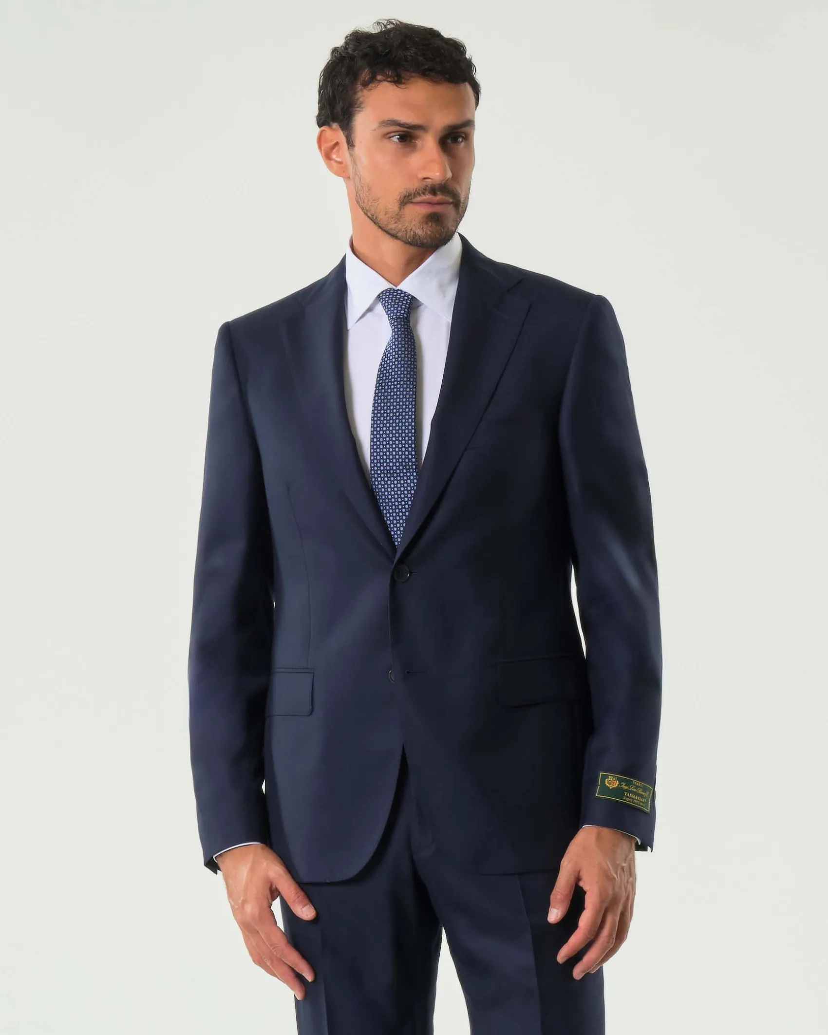 Abito Pellizzari drop7 blu in tela di pura lana Loro Piana Tasmanian super 170'S