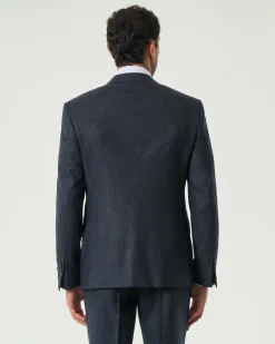 Abito Pellizzari drop6 blu micro pied de poule in tela di lana e seta Vitale Barberis Canonico