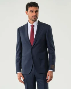 Abito Pellizzari drop6 blu in tela di lana Vitale Barberis Canonico principe di Galles soffuso