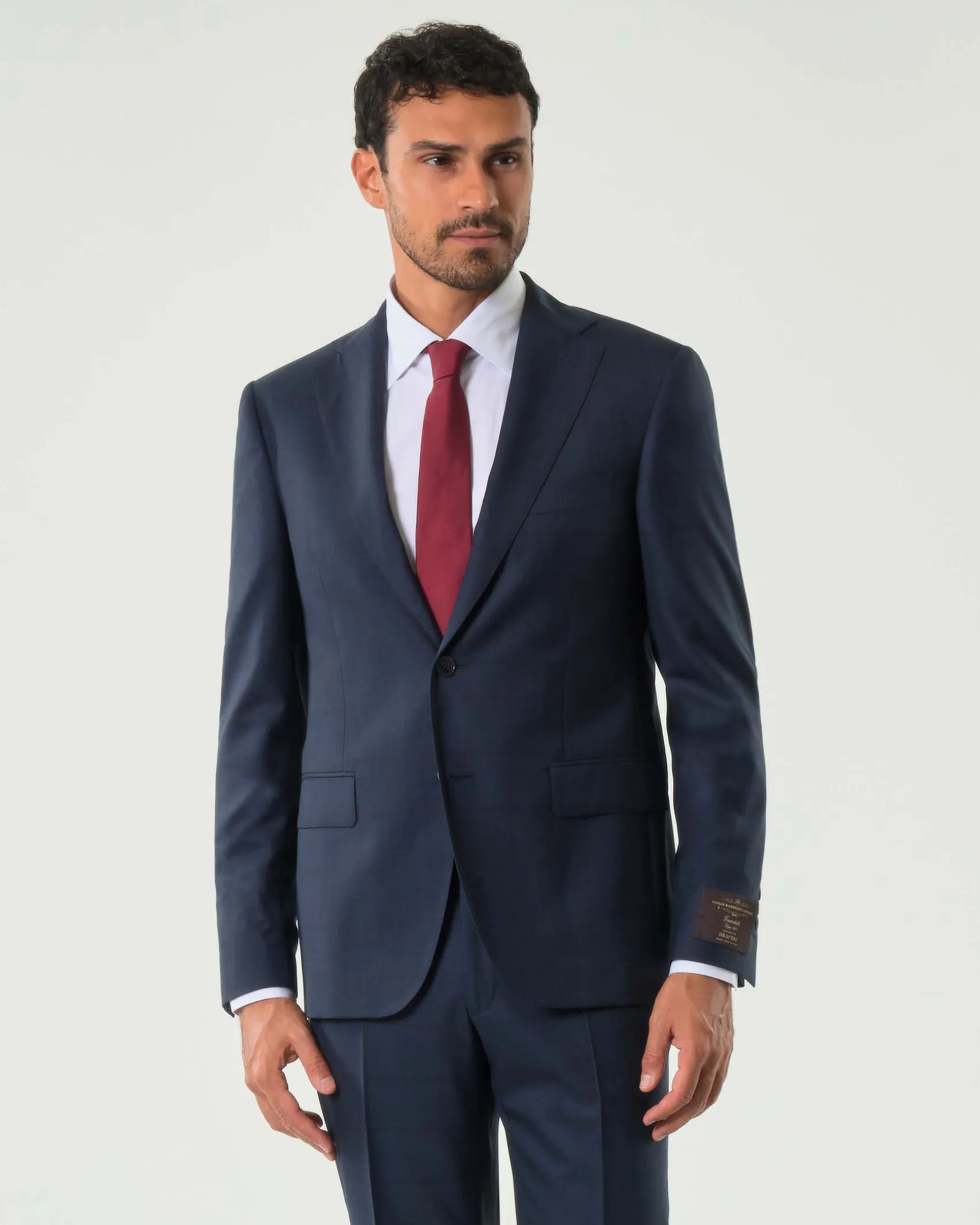 Abito Pellizzari drop6 blu in tela di lana Vitale Barberis Canonico principe di Galles soffuso