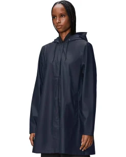 A-line W Jacket blu navy effetto metallizzato con cappuccio