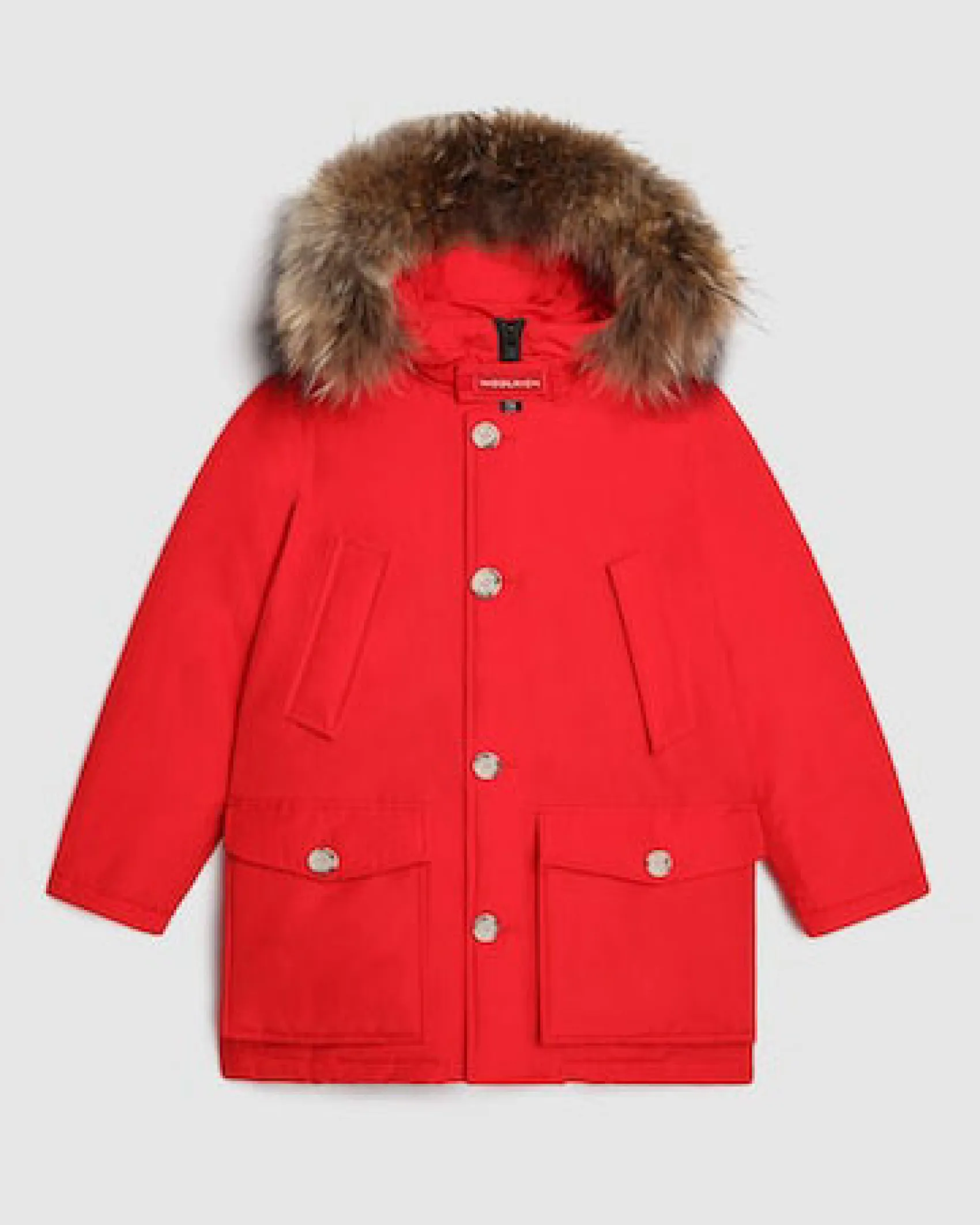 Arctic Parka HC Woolrich rosso con cappuccio e pelliccia in procione removibili
