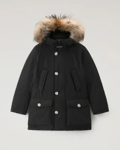 Arctic Parka HC Woolrich nero con cappuccio e pelliccia in procione removibili