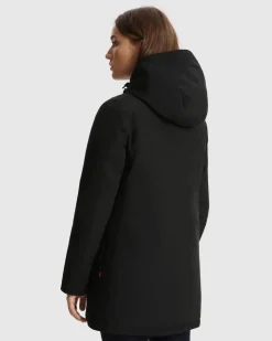 Arctic Parka nero con bordatura del cappuccio in pelliccia rimovibile imbottito in piuma naturale
