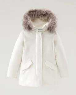 Arctic Parka Woolrich bianco con pelliccia racoon staccabile