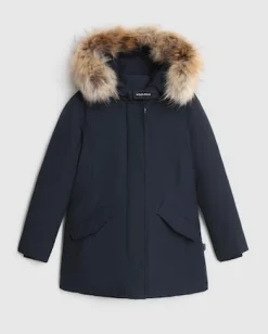 Arctic Parka Woolrich blu con pelliccia racoon staccabile