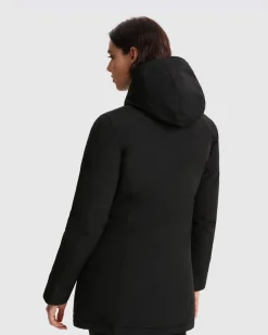 Arctic Parka Woolrich nero slim fit imbottito in piuma naturale con bordatura in pelliccia