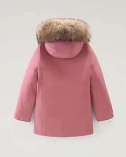 Arctic Parka Woolrich rosa antico con pelliccia racoon staccabile