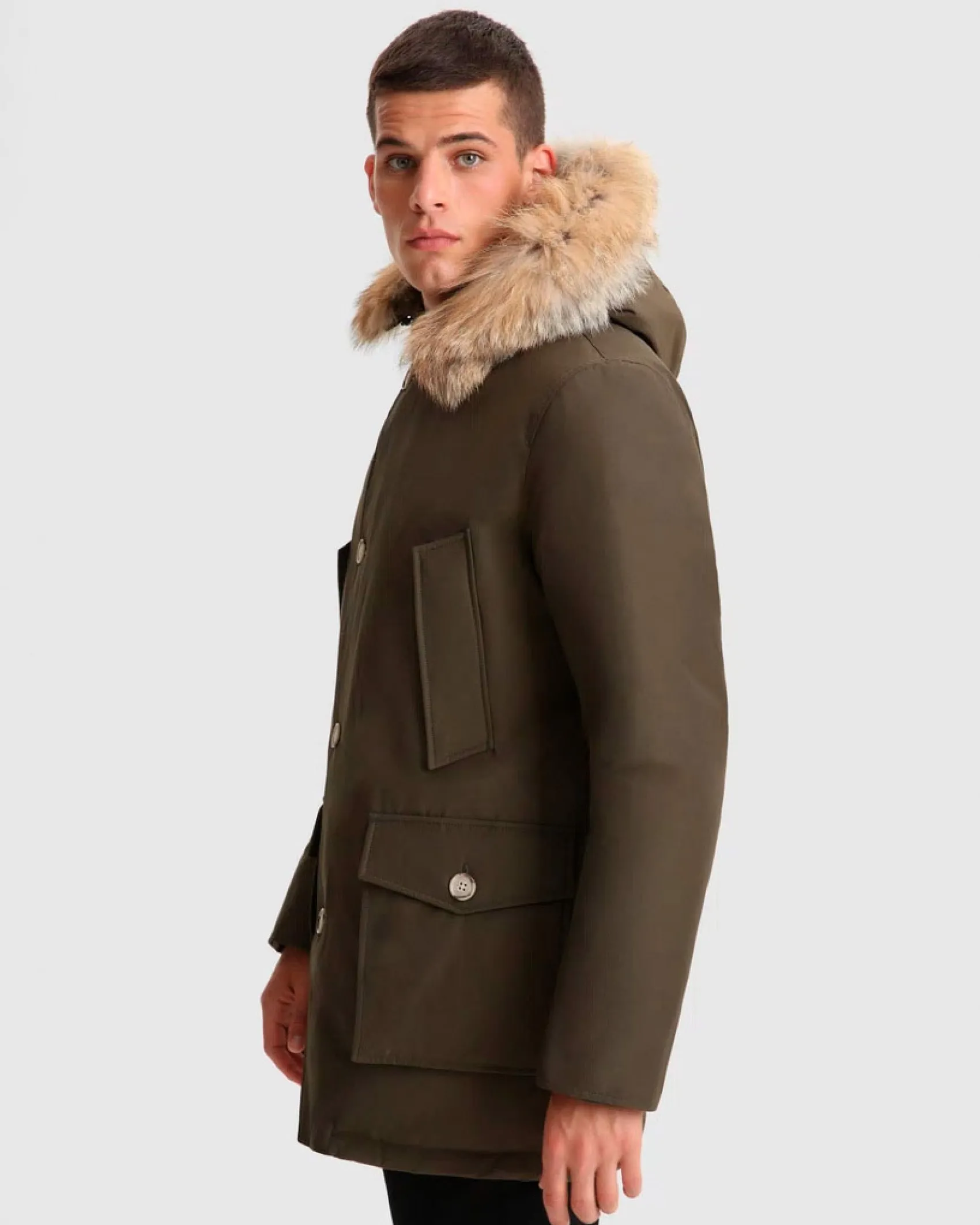 Arctic Parka Woolrich verde militare con pelliccia staccabile