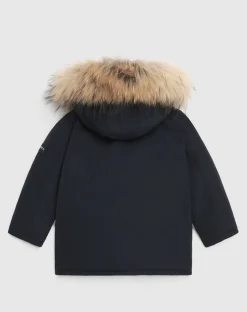 Baby First Parka Woolrich blu con cappuccio staccabile
