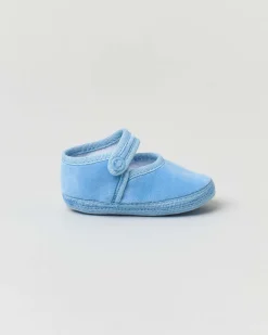 Baby friulane Le Papù in velluto azzurro