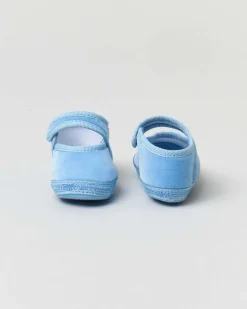 Baby friulane Le Papù in velluto azzurro