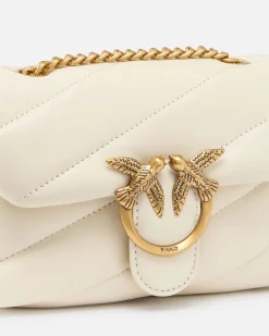 Baby Love Bag Puff bianca in nappa con motivo matelassè obliquo e fibbia dorata Love Birds