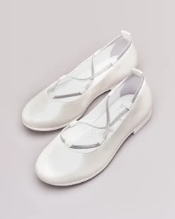 Ballerina bianca da cerimonia in pelle 35-37