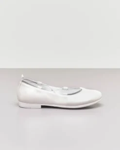 Ballerina bianca da cerimonia in pelle 30-34